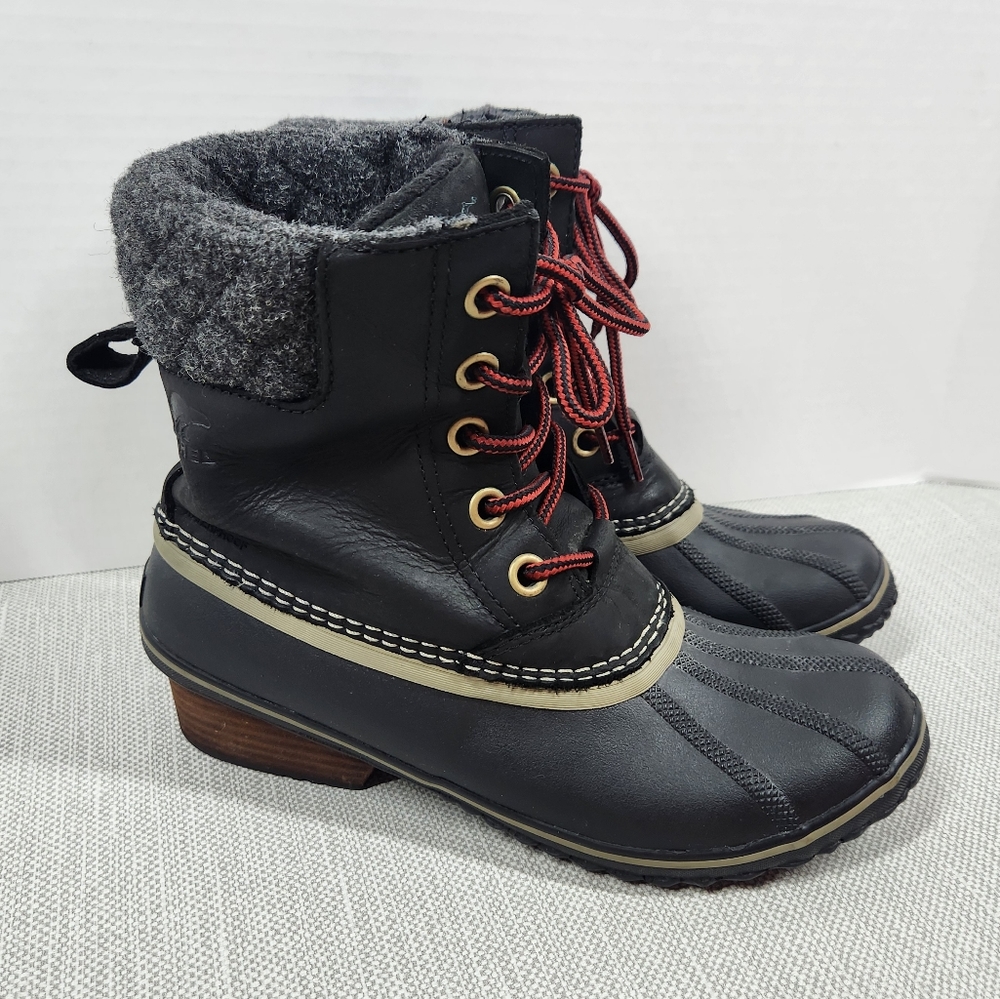 Sorel Size 9 Slimpack II Duck Boots Lace Black Waterproof Women